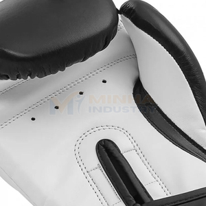 Professional Boxing Training Gloves for Adults Faux Leather <b>Velcro</b> Closure Adjustable Wrist <b>Strap</b> Black and White - Product Image 5