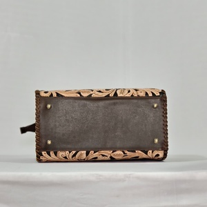 Bolso de Viaje Mini de Cuero de Lujo con Diseño Floral Grabado, Cierre de Cremallera, Estilo Vintage Duradero, Gran Venta - Product Image 3