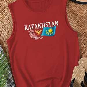 Chaleco de punto informal para mujer con ilustración de la bandera de Kazajistán y logotipo frontal - Product Image 3