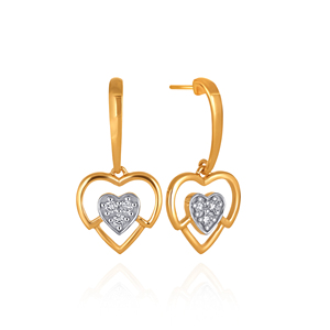 Pendientes Colgantes de Lujo con Forma de Corazón en Oro de 18K con Diamantes Incrustados para Mujer, Joyería Fina de Moda - Product Image 2