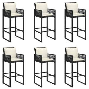 Juego de bar de jardín de ratán PE negro de 7 piezas, materiales resistentes a los rayos UV, juego de 7 piezas - Product Image 4