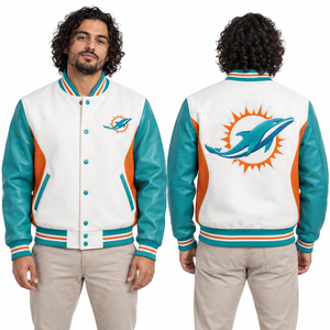 Blouson universitaire en gros, style décontracté, avec bordures contrastées et doublure douce, pour commandes groupées, vêtements de club, emballage direct usine, fabricant - Product Image 2