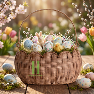 High Quality Woven <b>Baskets</b> With Handle Customize Sizes Variety Colors For Easter Decorations Gifts OEM Made In Vietnam - Product Image 1