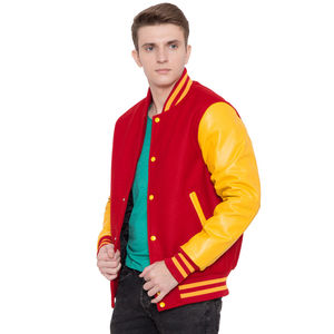 Men Premium Letterman Jacket High Quality Varsity Style Soft Comfortable <b>Covered</b> <b>Button</b> Rib Knit Trim Stand Casual Outerwear - Product Image 4