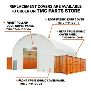 Container Shelter 40FT X 40FT con Struttura a Doppio Traliccio, Rivestito in PVC Resistente da 21 oz, con Pareti Frontali e Posteriori Completamente Chiuse, TMG Shed Storage - Product Image 5
