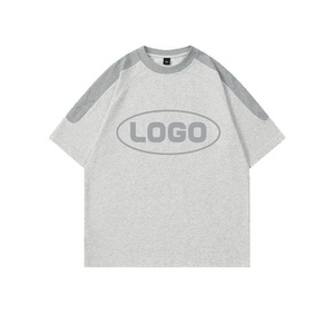 T-shirts décontractés surdimensionnés pour hommes et femmes, 280 g/m², 100 % coton, à manches raglan bicolores, col rond, avec empiècements contrastants aux épaules - Product Image 1