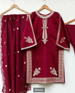 Black Silk Kurta Set Women Traditional Embroidered Loose Fit <b>Ankle</b> Length Indian Pakistani Wedding Wear - Product Image 2