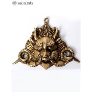 Kirtimukha แขวนผนังทำจากทองเหลืองขนาด6นิ้วสำหรับตกแต่งบ้านและตกแต่งผนังผลิตในอินเดีย - Product Image 1