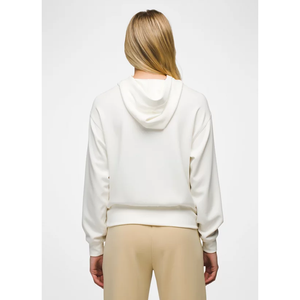 OEM Plain <b>Cream</b> <b>Fleece</b> Hoodie <b>Women</b> Minimalist Crossover Collar Drop Shoulder Pullover Wholesale Custom Made By Twin City - Product Image 4