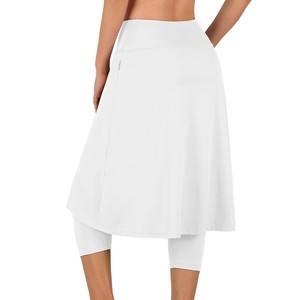 Jupe modeste pour femmes, taille haute, couleur blanche unie, jupe courte en forme de A, respirante, décontractée, écologique, en nylon, à porter en toutes saisons - Product Image 5