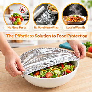 Dropshipping XH-001 Heat <b>Insulated</b> Elastic Aluminum Foil <b>Dish</b> Covers Thick High Temp Resistant Tin Foil Fresh Keeping Food - Product Image 2
