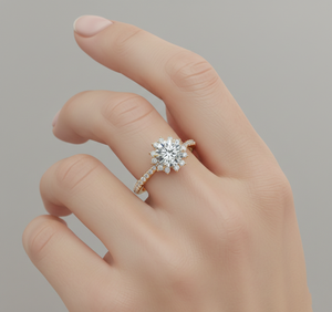 แหวนหมั้นทรงวินเทจ Aureola Diamond Halo ชุบทองคำสีกุหลาบ สำหรับทองคำที่ได้รับการรับรอง - Product Image 6