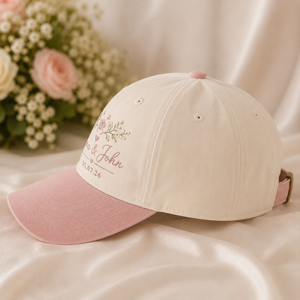 Casquette de baseball personnalisée brodée avec nom, 5 panneaux, bicolore, pour mariage, fabriquée au Vietnam, confortable, attrayante et tendance pour les mariages - Product Image 4