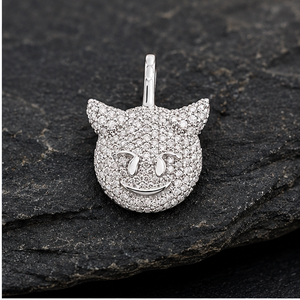 Luxurious 14K <b>Solid</b> <b>Gold</b> Devil Face <b>Pendant</b> Trendy Hip-Hop Style with Natural Diamond Perfect Fine Charm for Special Occasions - Product Image 4