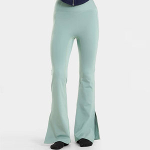 Custom Logo Blank Breathable <b>Flared</b> Bottom Cut Design <b>Leggings</b> Fashion Outdoor Running Mid Waistband <b>High</b> Quality Pants - Product Image 5