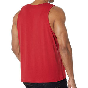 Men's Cotton/Polyester Knitted Tank Top Front Custom Design Anti-Pilling High Quality Fitness Apparel 180g Bulk stringer vest - Product Image 2
