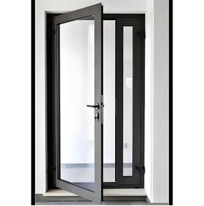 Porte d'entrée automatique moderne à battant simple, ouvre-porte électrique intelligent, double rupture thermique, verre aluminium - Product Image 1