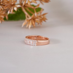Elegante anillo de doble hilera de diamantes en oro rosa para mujer, regalo de lujo para boda, compromiso o aniversario, joyería fina. - Product Image 4