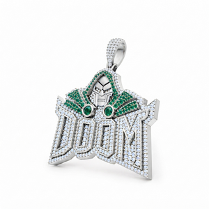 Dr. Doom Anhänger aus 925 Sterling Silber mit Diamant im Brillantschliff und Edelstein, Herren Hip-Hop Schmuck Charm-Anhänger - Product Image 5