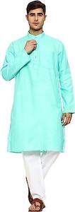 Slim Fit Men's Kurta Pajama <b>Slate</b> Blue Traditional Shalwar Kameez Elegant Soft Fabric Men’s Ethnic Wear 2-Piece Set - Product Image 2