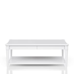 Tavolino da Cocktail Bianco con Due Cassetti Portaoggetti e Rotelle, Eleganti Tavolini da Caffè con Caratteristiche Pratiche - Product Image 6