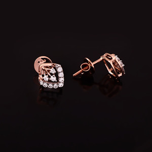 Rose Gold Color Fine Stud Earrings Pear <b>Cut</b> <b>Stone</b> Halo Ear Studs <b>for</b> Women Party Jewelry - Product Image 6