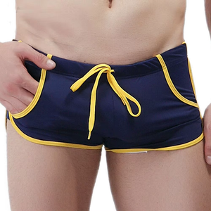 Boxers noirs pour hommes avec bordure blanche, séchage rapide, en Spandex et Nylon tricoté, taille mi-haute, motif uni - Product Image 4