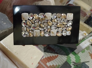 Handmade Resin Jewelry Box Irregular Shape Artistic Home Decor <b>Craft</b> Wooden Pattern Clutch - Product Image 1