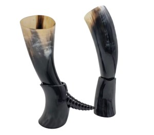 Luxury Handmade <b>Drinking</b> Horn with <b>Stand</b> Natural Cow Horn Viking Style Beer Wine Festival Decoration Gift Item - Product Image 1