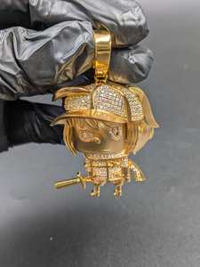 Moissanite Cartoon Warrior Pendant Gold Plated With 925 Silver Unique Shapes For Fine Jewelry Pendants & <b>Charms</b> - Product Image 3