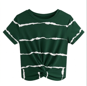 Camiseta de Verano para Mujer, Corte Regular, Color Sólido, Secado Rápido, Cuello Redondo, Impresión por Transferencia de Calor, Poliéster/Algodón, Logotipo Personalizado - Product Image 1