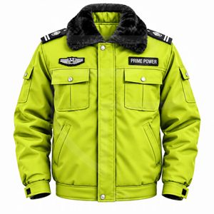 Chaqueta de seguridad personalizada con franjas en los hombros, parches en el pecho y cierre frontal a presión, fabricante de uniformes para exportaciones - Product Image 1