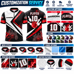 Maillot de bowling personnalisé sublimé, chemise de bowling à manches courtes personnalisée, uniforme de club à séchage rapide, vêtements de sport OEM ODM - Product Image 3