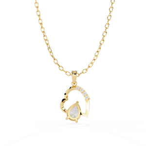 Classic 14K Solid Gold Pear IGI Certified and Round Cut Set Lab Diamond Solitaire Pendant <b>Necklace</b> for Women Party Gift - Product Image 1