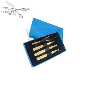Ciseaux à sourcils en métal de qualité supérieure, étiquette privée, en acier inoxydable massif, couleur or, ciseaux à ressort inclinés pour cils - Product Image 3