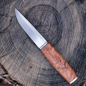 Handmade Puukko Knife Fixed Blade Damascus Steel Medieval <b>Work</b> Viking Knife With <b>Leather</b> Cover - Product Image 2