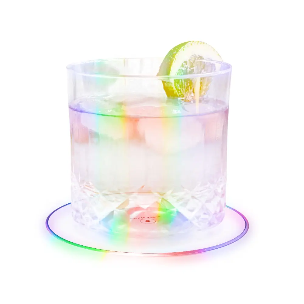 Porte-gobelet à LED pour voiture Lumières Party Favor Fashion Gift Maker Customizable RGB Color Changing Cup Transparent Flashing Coasters