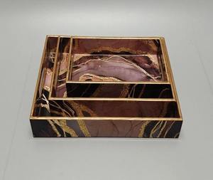 Plateau de service en bois émaillé imprimé, fabriqué en Inde pour la nourriture et la décoration, vente en gros - Product Image 2