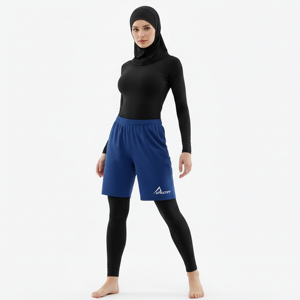 Shorts 2 en 1 pour femmes musulmanes modestes, taille haute, doux, respirants, anti-transpiration, compressifs, coupe classique, pour la course à pied et la salle de sport - Product Image 1