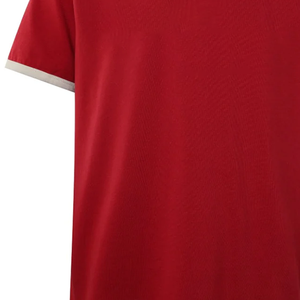 เสื้อยืดคอกลมแขนสั้นผู้ชายปี 2026 ผ้าฝ้าย 100% ระบายอากาศได้ดี คอเสื้อตัดสี เสื้อยืดแบบถักเป็นมิตรกับสิ่งแวดล้อม เสื้อผ้าสไตล์วิทยาลัย - Product Image 5