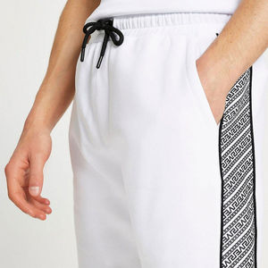 Men White Cotton T-Shirt With Geometric Print Crew Neck Casual Summer Short Sleeve Top Set - Product Image 6