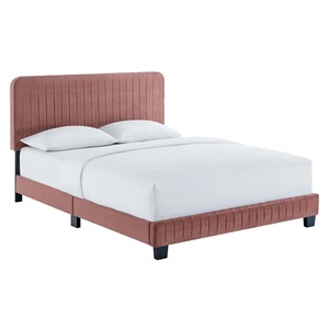 Modern Velvet Queen <b>Bed</b> Frame Contemporary Hotel Bedroom Furniture Set Durable Fabric Design - Alena - Product Image 3