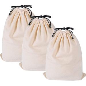 Sacchetto portaoggetti in cotone traspirante antipolvere con coulisse, confezione da 3 per riporre vestiti - Product Image 1
