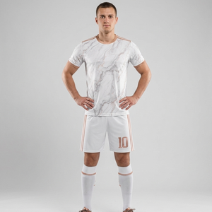 Ensemble de maillots de football à motif marbre blanc, best-seller, luxe, or rose, sublimé - Tenue d'équipe - Product Image 4