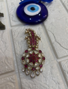 Kalangi Brooch Red Doublet White Polki Stone Silver 925 <b>Gold</b> Plated Jewelry for Men Engagement Wedding Gift Groom Party Wear - Product Image 4