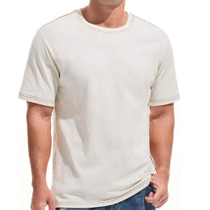 T-shirts pour hommes de haute qualité 100% coton, motif lettres, col rond, coupe ample, manches courtes, anti-boulochage, respirant - Product Image 1