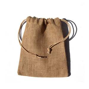 Sustainable Jute <b>Drawstring</b> Jewelry Bags Small Rustic Gift <b>Pouches</b> for Wedding Favors - Product Image 3