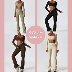 Conjunto de Yoga de Poliamida Suave como la Mantequilla para Verano, Conjunto Deportivo para Mujer, Sujetador Deportivo con Push-Up, Leggings para Entrenamiento - Product Image 3