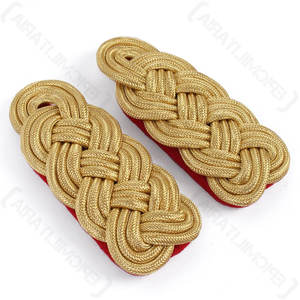 Épaulettes d'épaule artisanales, badges d'uniforme de luxe brodés sur mesure en Mylar or et argent de qualité supérieure - Product Image 6