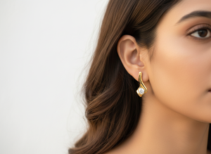 Pendientes de Oro de 14k Personalizados con Diamante Solitario VVS1 Cultivado en Laboratorio, Joyería Moderna al por Mayor, Diseño de Onda Retorcida, Novedad - Product Image 2